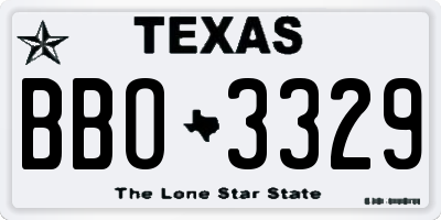 TX license plate BBO3329