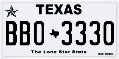 TX license plate BBO3330
