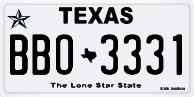 TX license plate BBO3331