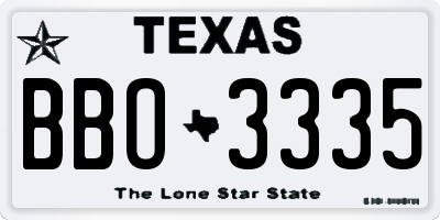 TX license plate BBO3335