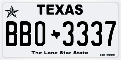 TX license plate BBO3337