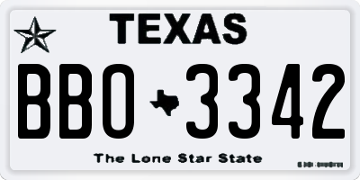 TX license plate BBO3342