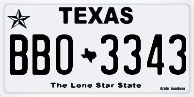 TX license plate BBO3343