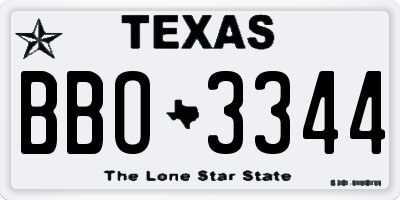 TX license plate BBO3344