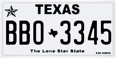 TX license plate BBO3345
