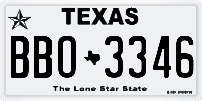 TX license plate BBO3346