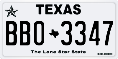 TX license plate BBO3347