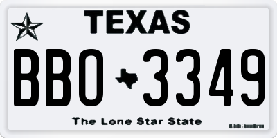 TX license plate BBO3349