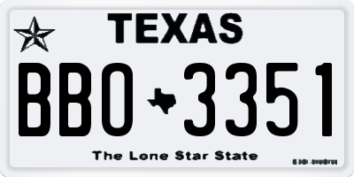 TX license plate BBO3351