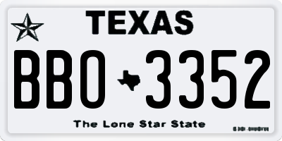 TX license plate BBO3352