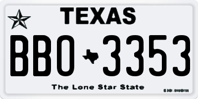 TX license plate BBO3353