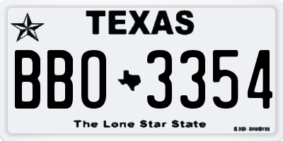 TX license plate BBO3354