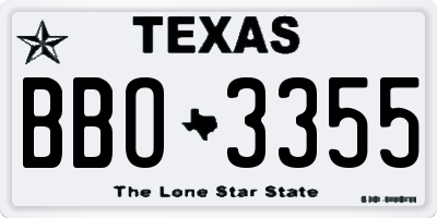 TX license plate BBO3355