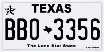 TX license plate BBO3356