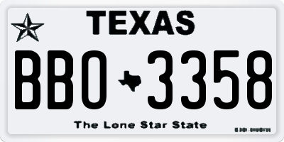TX license plate BBO3358