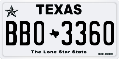 TX license plate BBO3360