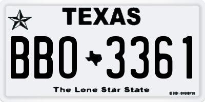 TX license plate BBO3361