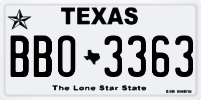 TX license plate BBO3363