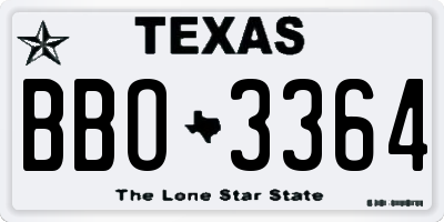TX license plate BBO3364