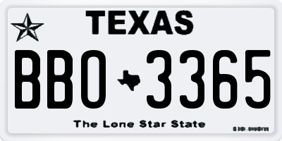 TX license plate BBO3365
