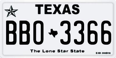 TX license plate BBO3366