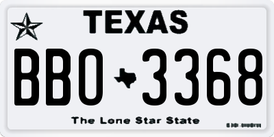 TX license plate BBO3368