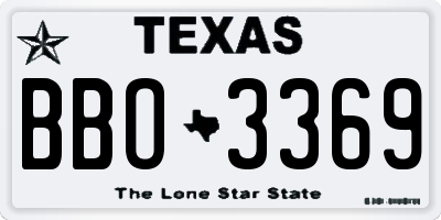 TX license plate BBO3369