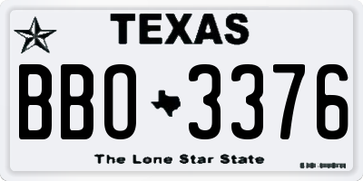TX license plate BBO3376