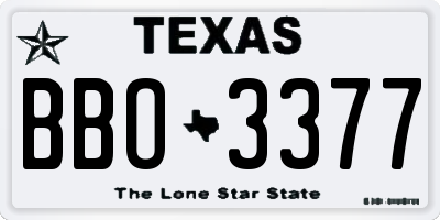 TX license plate BBO3377