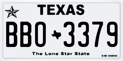 TX license plate BBO3379
