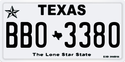 TX license plate BBO3380