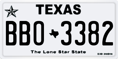 TX license plate BBO3382