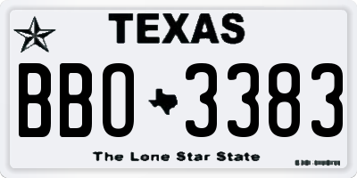TX license plate BBO3383