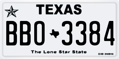 TX license plate BBO3384