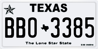 TX license plate BBO3385