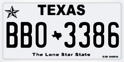 TX license plate BBO3386