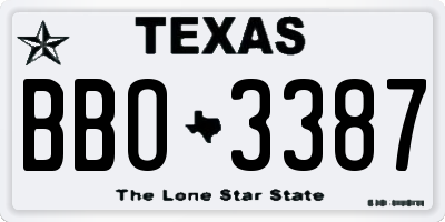 TX license plate BBO3387