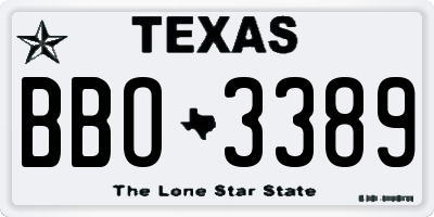 TX license plate BBO3389