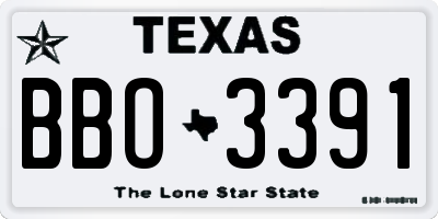 TX license plate BBO3391
