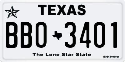 TX license plate BBO3401