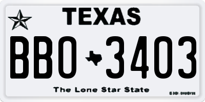 TX license plate BBO3403