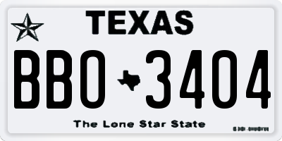 TX license plate BBO3404