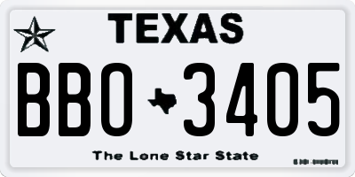 TX license plate BBO3405