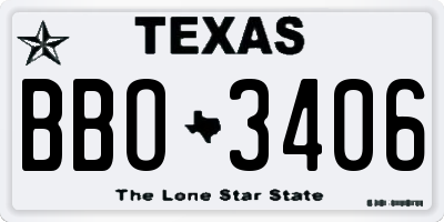 TX license plate BBO3406
