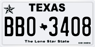 TX license plate BBO3408