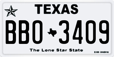 TX license plate BBO3409