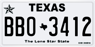 TX license plate BBO3412