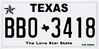 TX license plate BBO3418