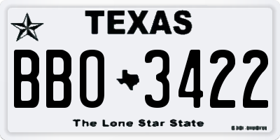 TX license plate BBO3422