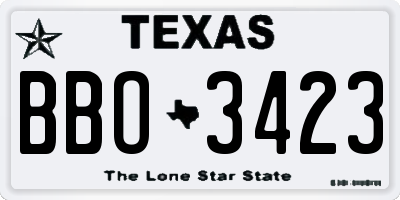 TX license plate BBO3423
